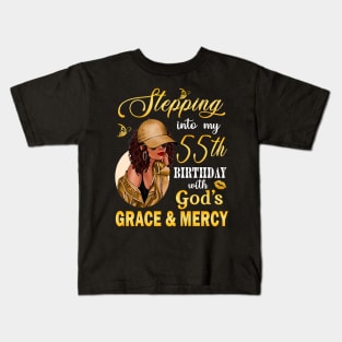 Stepping Into My 55th Birthday With God's Grace & Mercy Bday Kids T-Shirt